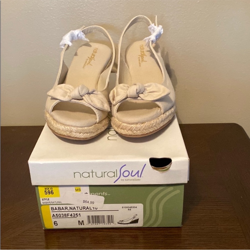 Natural Soul Women's Cream Espadrille Sandals with Slingback and Bow